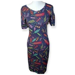LULAROE NAVY MULTICOLOR DRESS SZ.XXS EUC.
